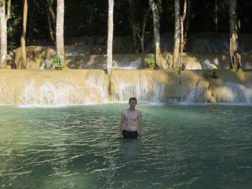 Me at the Tad Sae waterfalls; this doesn't do them justice...
